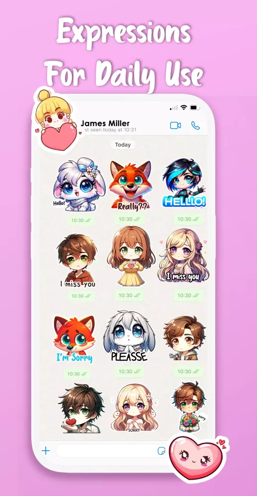 ภาพหน้าจอของ Wastickerapps: Chibi Stickers