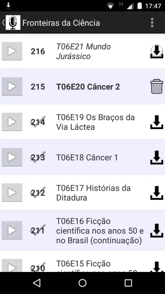Capturas de tela do Fronteiras da Ciência