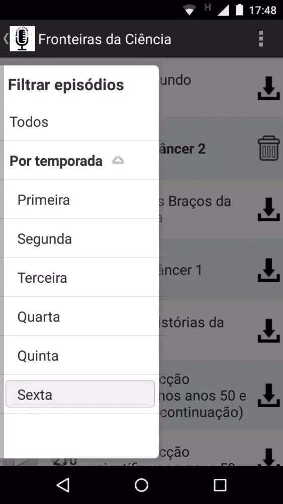 Capturas de tela do Fronteiras da Ciência