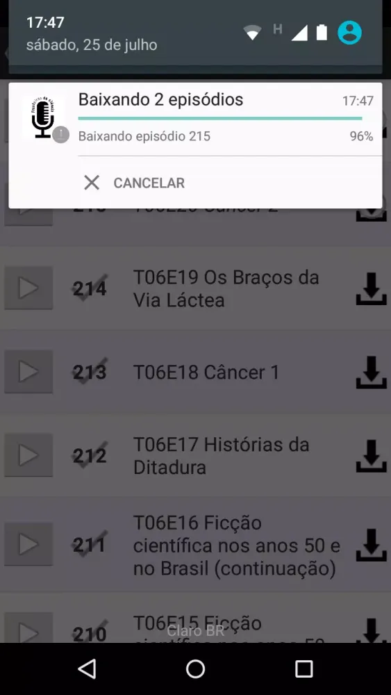Capturas de tela do Fronteiras da Ciência
