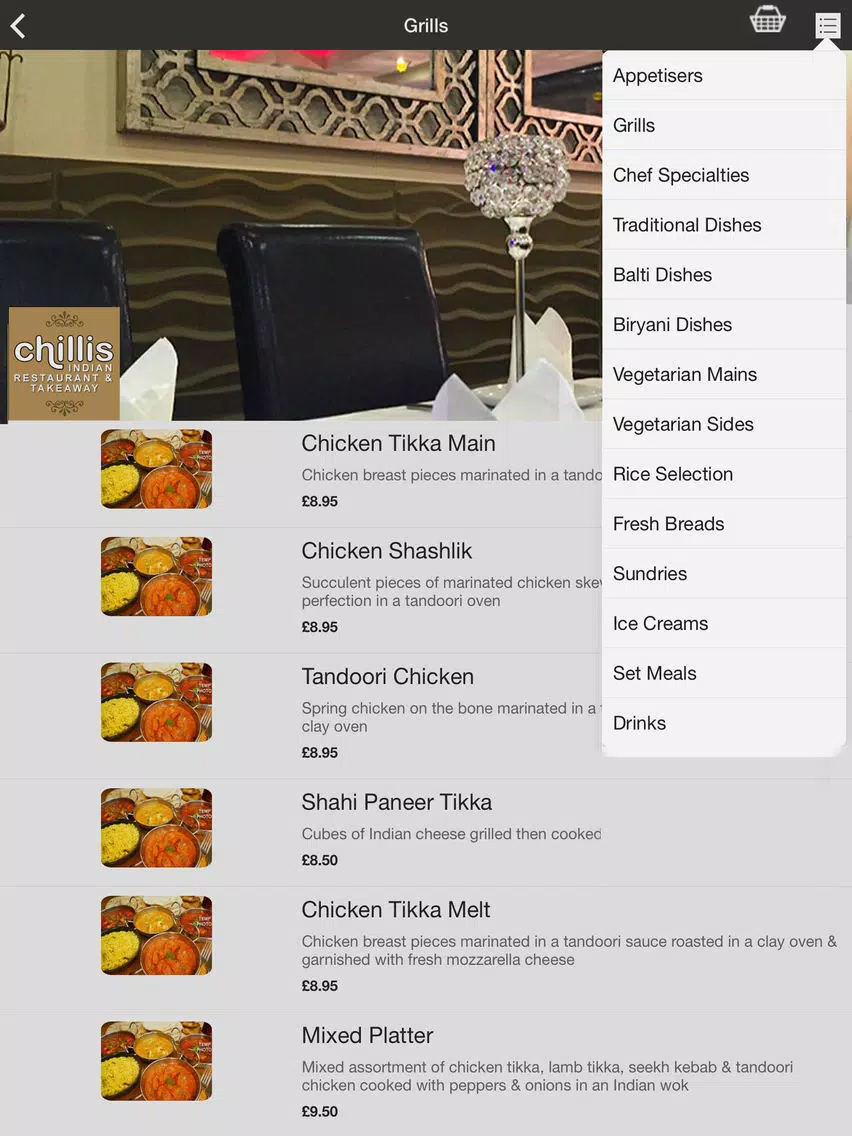 Chillis Indian Restaurant iPad  سکرین شاٹس