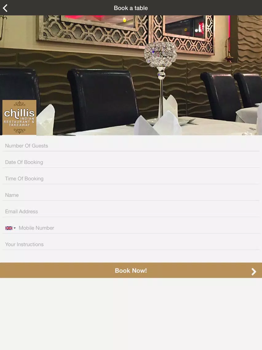 Chillis Indian Restaurant iPad  سکرین شاٹس