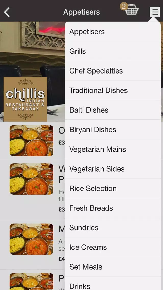 Chillis Indian Restaurant سکرین شاٹس