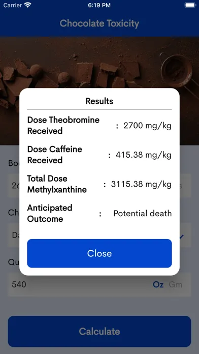 Chocolate Toxicity Calculator٭ 스크린샷