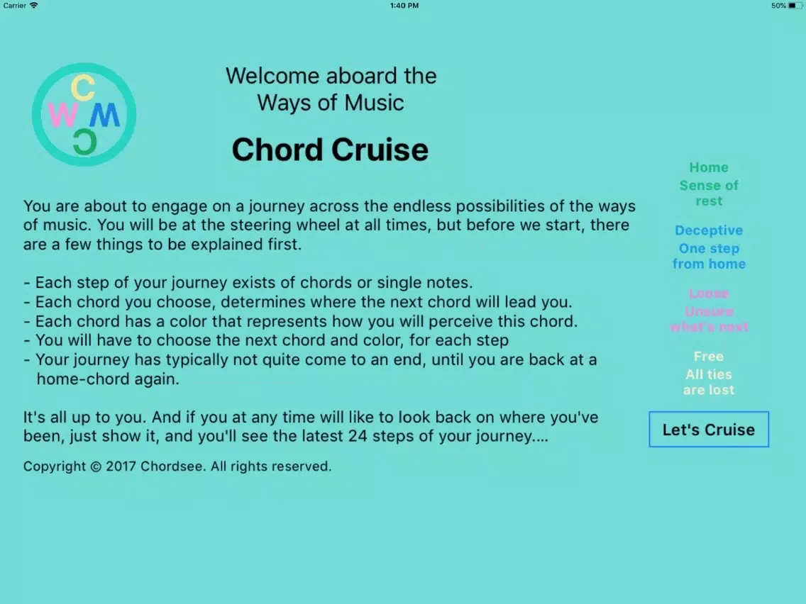 Tangkapan skrin Chord Cruise iPad 