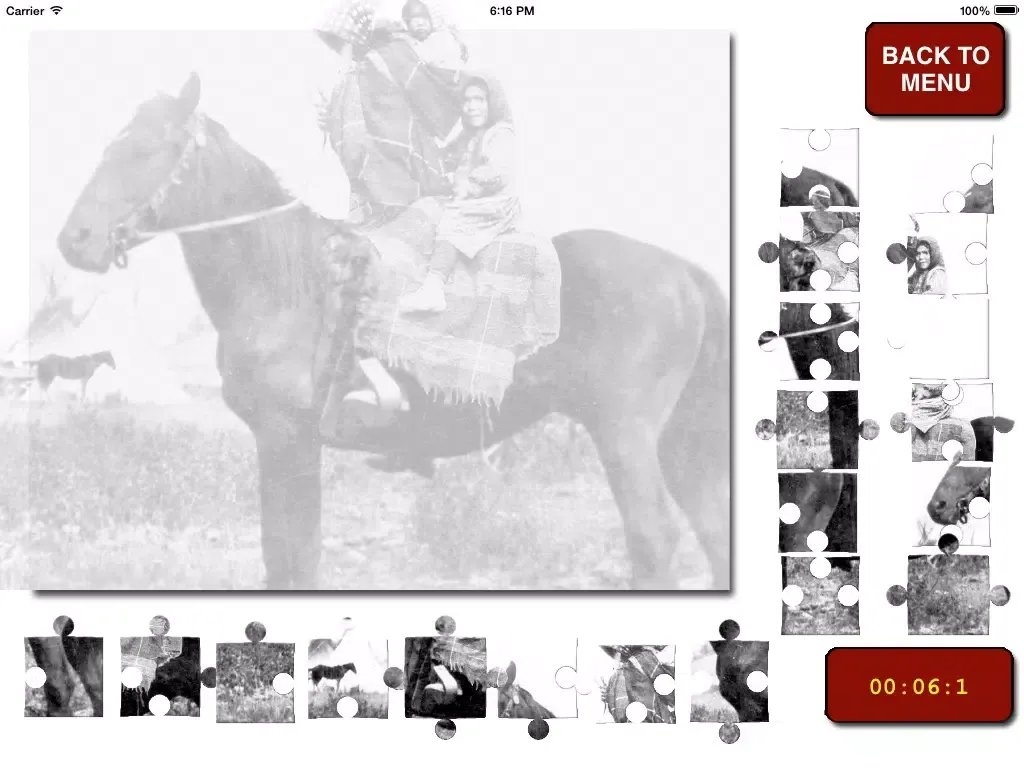 ภาพหน้าจอของ Ktunaxa "Jigsaw Puzzles" iPad 