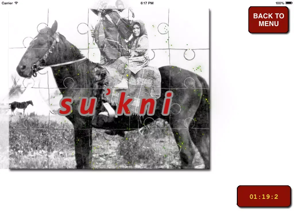 ภาพหน้าจอของ Ktunaxa "Jigsaw Puzzles" iPad 