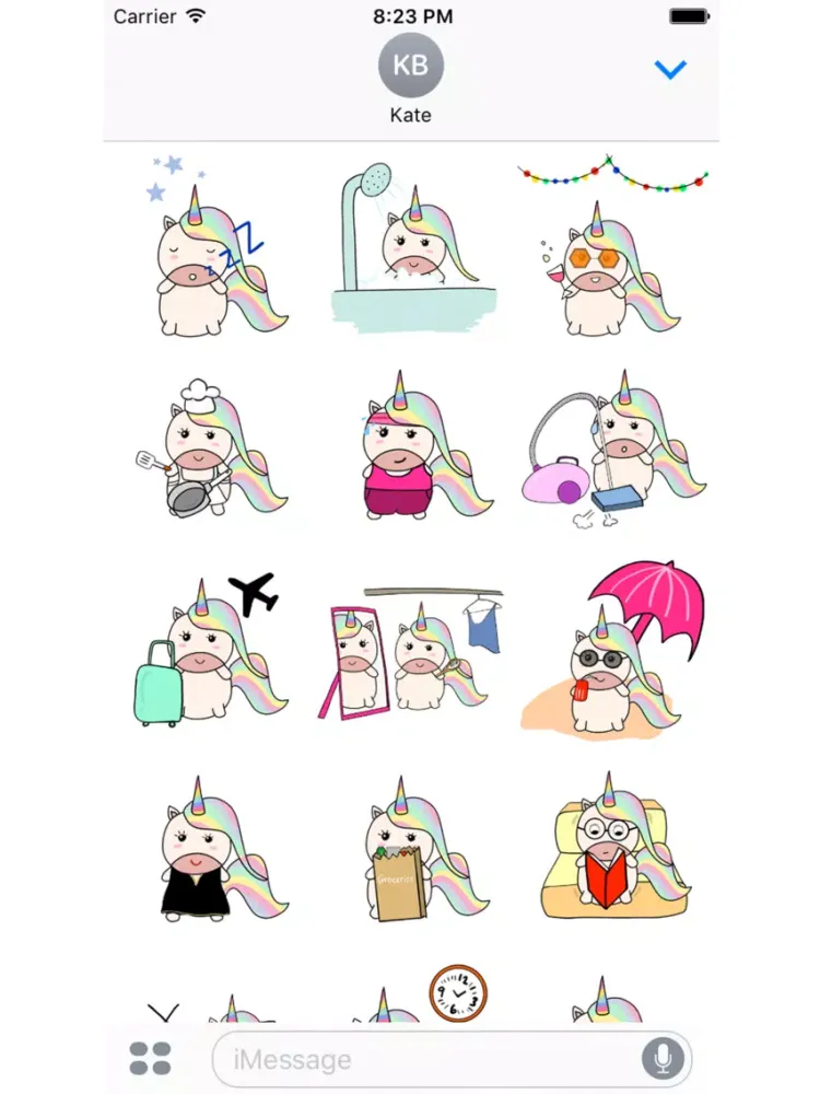 Fluffy the Unicorn Stickers iPad Screenshots