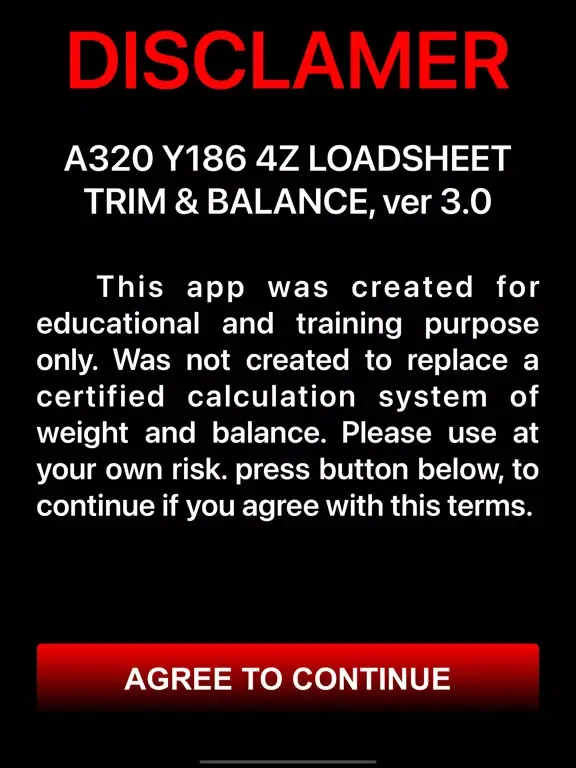 A320 LOADSHEET T&B 186 4z PAX iPad  Screenshots