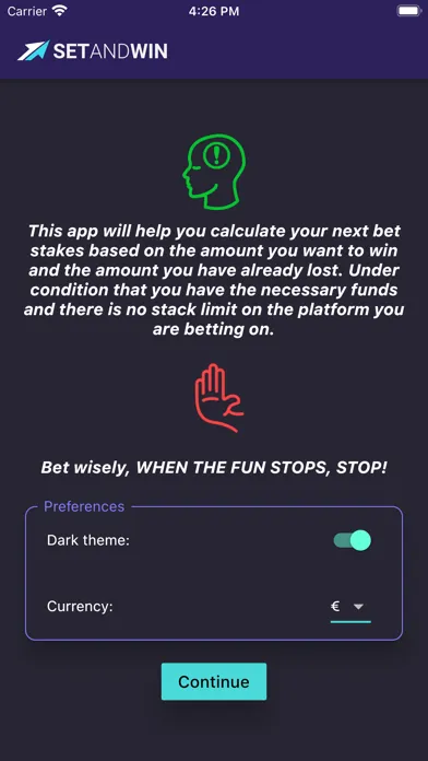 SetAndWin. Bets calculator Screenshots