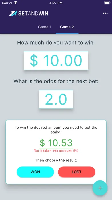 SetAndWin. Bets calculator Screenshots