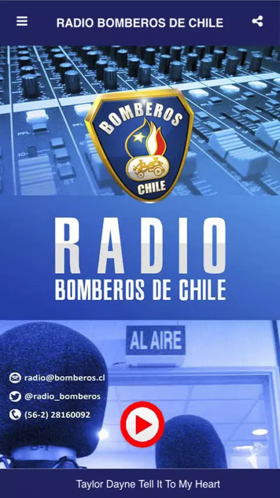 Screenshot di radio bomberos de chile