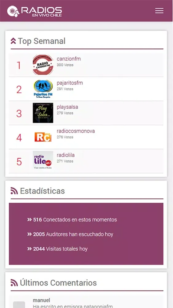 Capturas de pantalla de radios en vivo chile