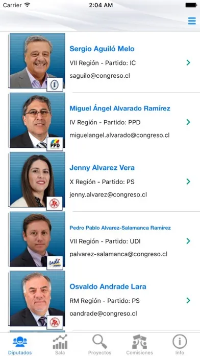 Zrzuty ekranu Diputados Chile