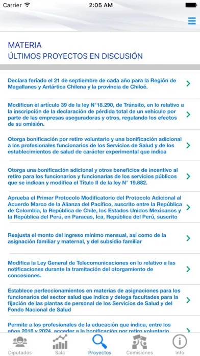 Zrzuty ekranu Diputados Chile