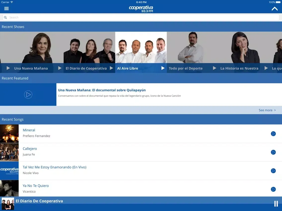 Radio Cooperativa a la Carta iPad  Screenshots