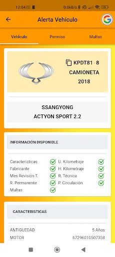 Screenshot di Alerta Vehículo
