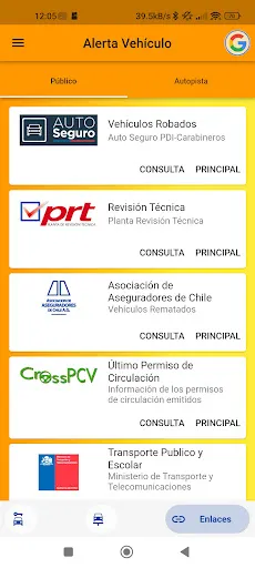 Screenshot di Alerta Vehículo