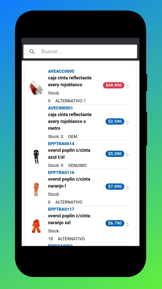 Tangkapan skrin implementos ventas