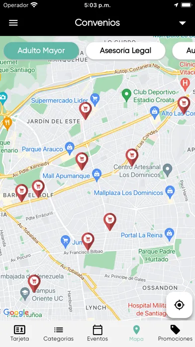 Tangkapan skrin Tarjeta Las Condes