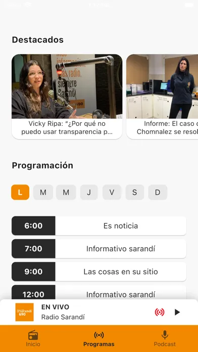 Capturas de pantalla de Radio Sarandi