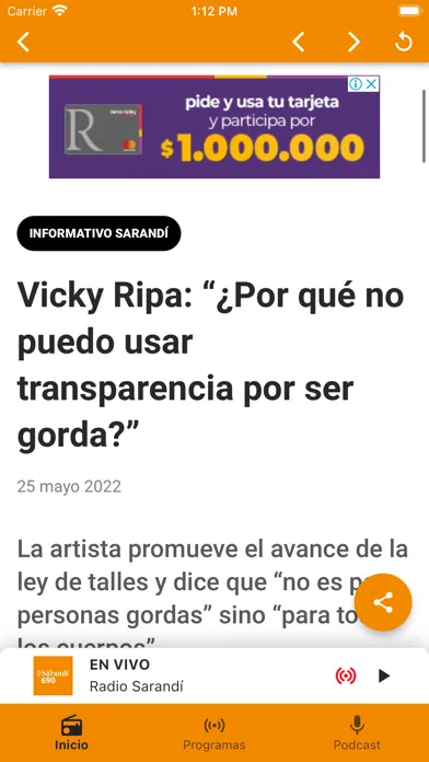 Capturas de pantalla de Radio Sarandi