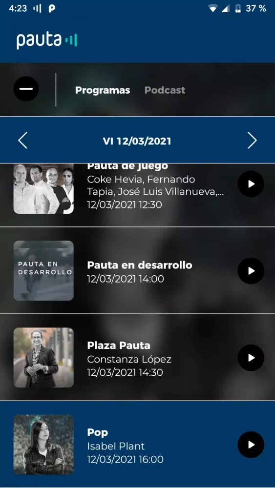 Capturas de pantalla de Pauta