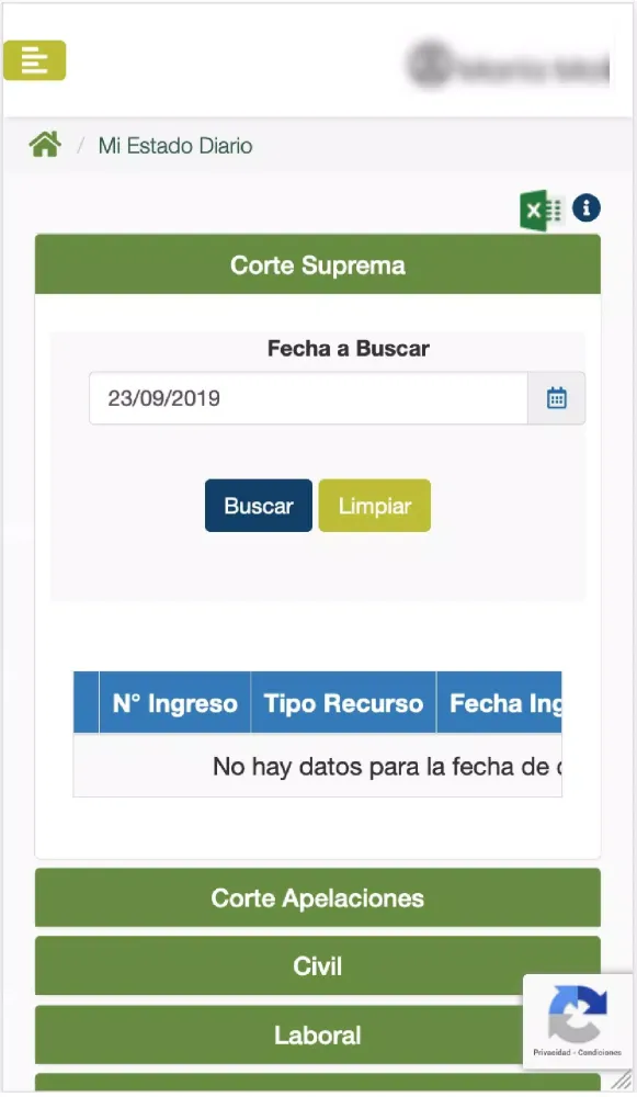 Oficina Judicial Virtual Screenshots