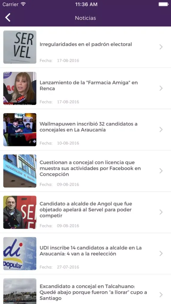 Tangkapan layar Candidatos Municipales Chile 2016