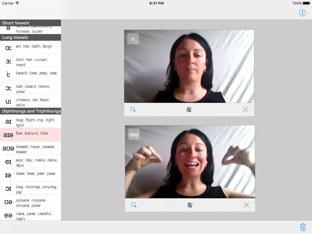 Captures d'écran de Miming English vowels iPad 