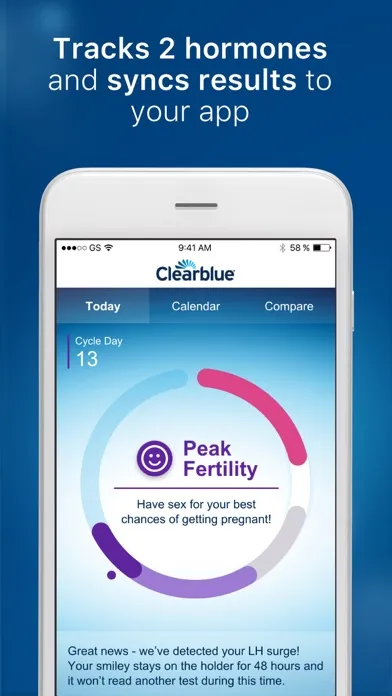 Capturas de tela do Clearblue Connected