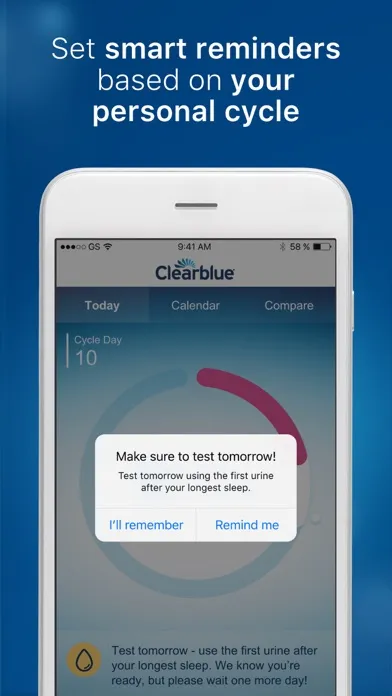 Capturas de tela do Clearblue Connected