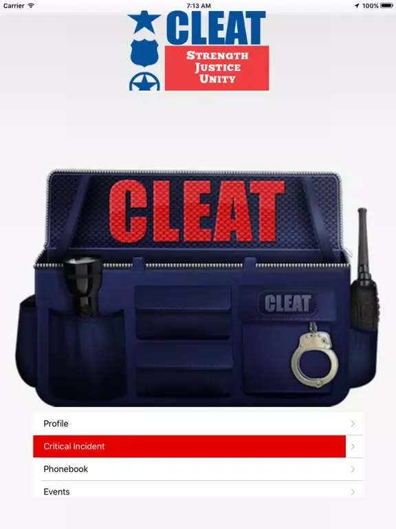 Tangkapan skrin CLEAT iPad 