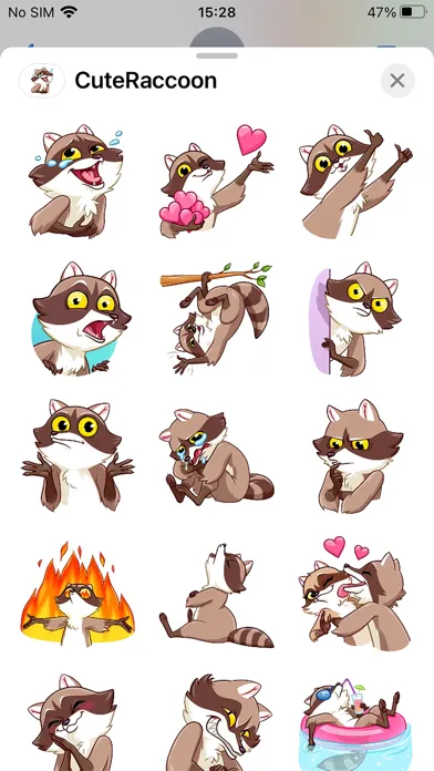 Capturas de tela do Cute Raccoon Emoji Fun Sticker