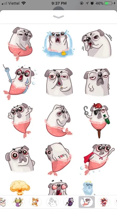 Zrzuty ekranu Water Pug Dog Funny Stickers