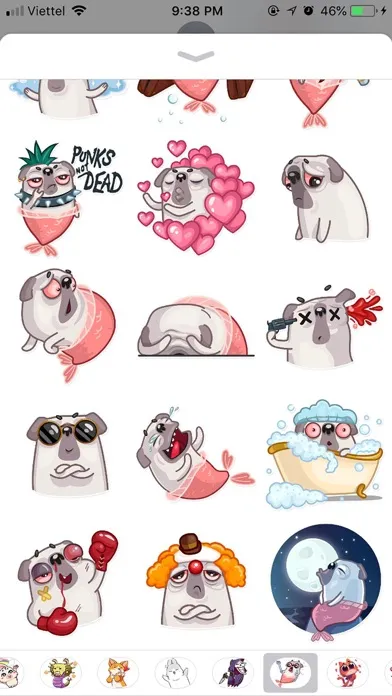 Zrzuty ekranu Water Pug Dog Funny Stickers
