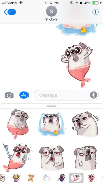 Zrzuty ekranu Water Pug Dog Funny Stickers