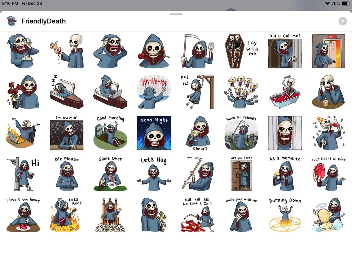 Death Pun Funny Stickers iPad  Ekran Görüntüleri
