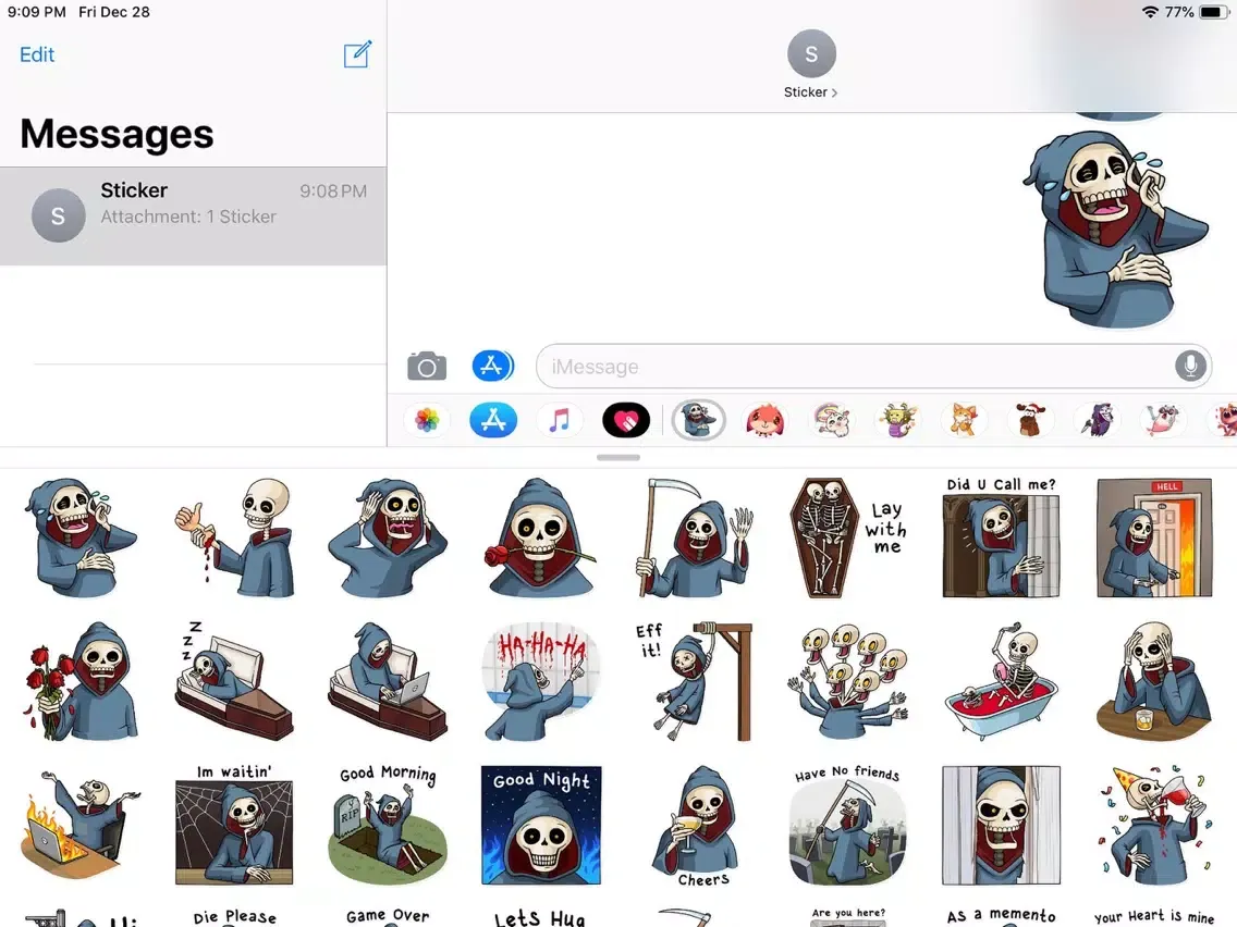 Death Pun Funny Stickers iPad  Ekran Görüntüleri