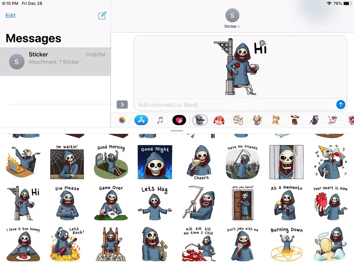 Death Pun Funny Stickers iPad  Ekran Görüntüleri