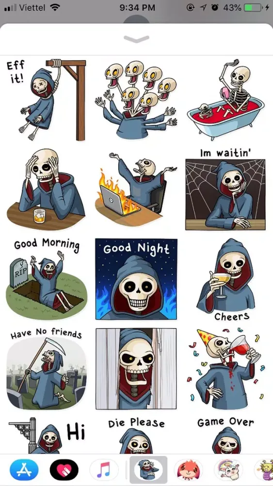Death Pun Funny Stickers Ekran Görüntüleri