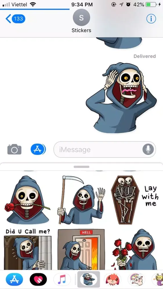 Death Pun Funny Stickers Ekran Görüntüleri