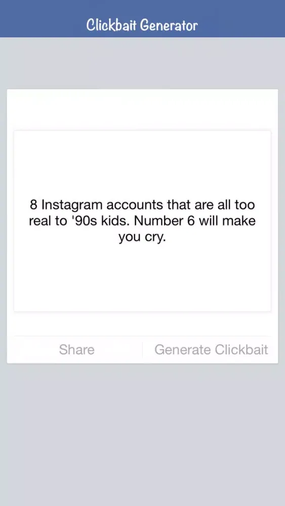Tangkapan layar Clickbait Generator