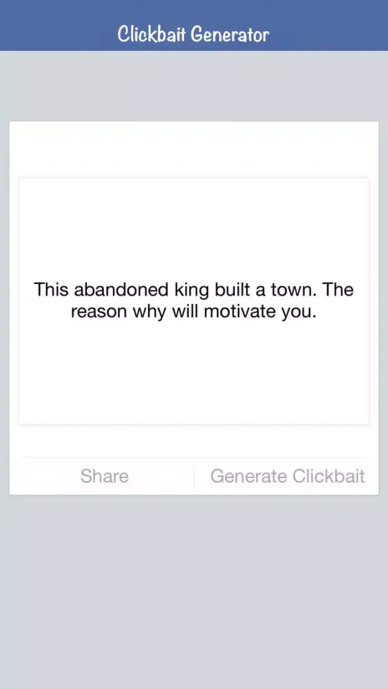 Tangkapan layar Clickbait Generator