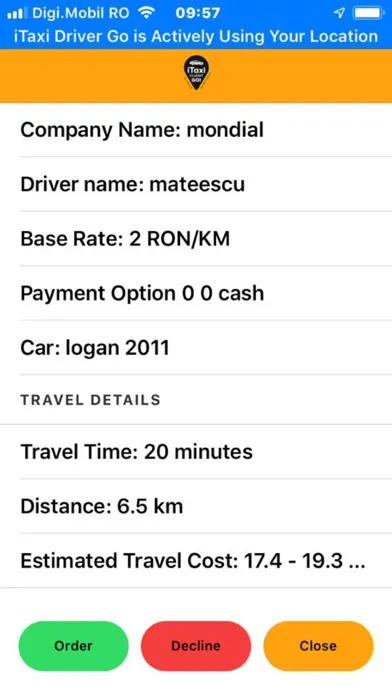 Ảnh chụp màn hình của iTaxi Go