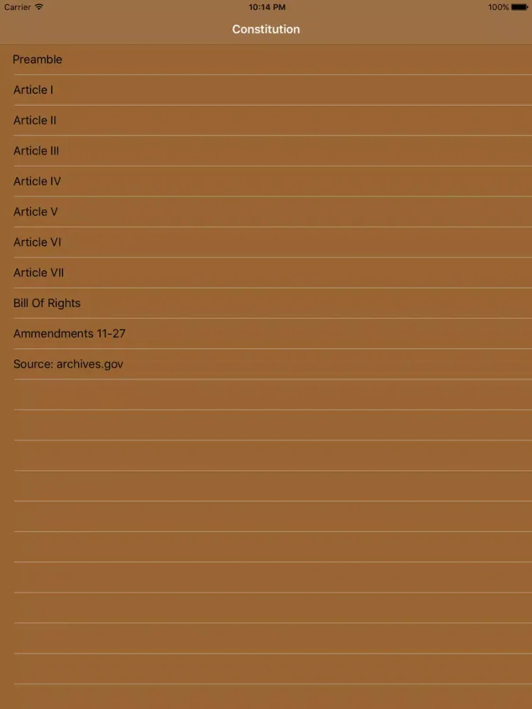 Transcript Of The U.S. Constitution iPad  Screenshots