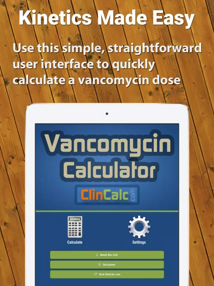 Ảnh chụp màn hình của Vancomycin Calculator by ClinCalc iPad 