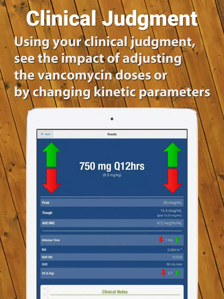 Ảnh chụp màn hình của Vancomycin Calculator by ClinCalc iPad 