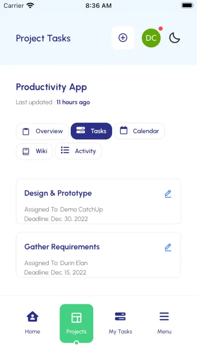 CatchUp-Work Screenshots