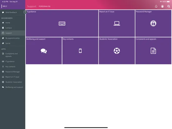 ภาพหน้าจอของ MyMK:U iPad 